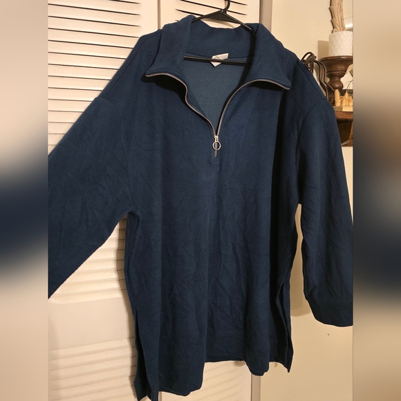 Ava & Viv Dark Blue Half-Zip Top - Picture 2 of 6